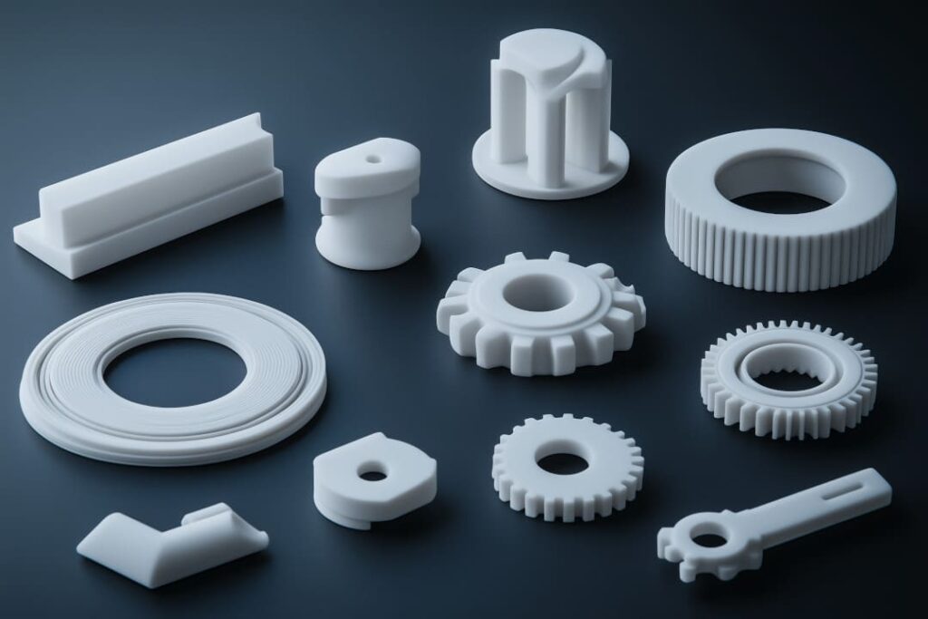 Bauteile technische Keramik in verschiedenen Formen für industrielle Anwendungen