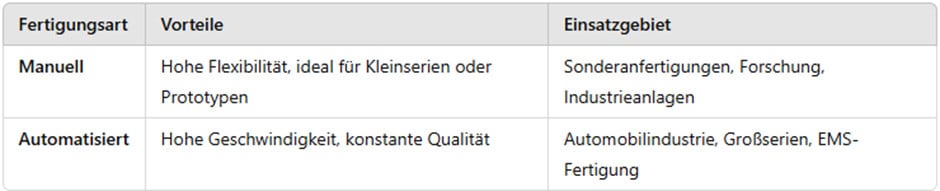 Manuelle vs. automatisierte Fertigung von Kabelbäumen